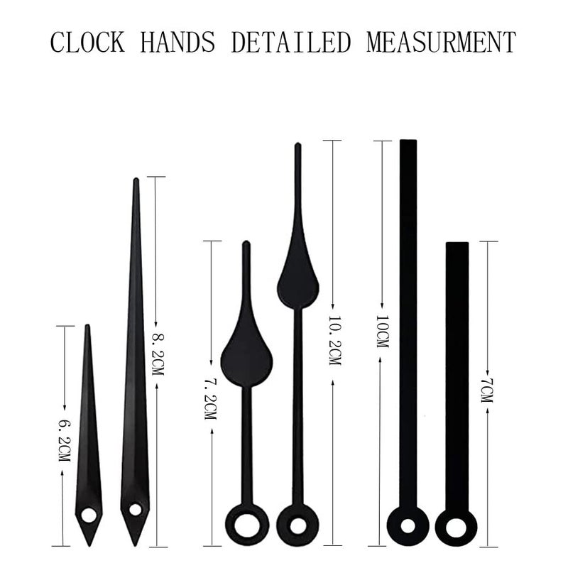 Timelike Silent Quartz DIY Wall Clock Movement Non-Ticking Repair Parts Replacement Kit Including 4 Pairs Hour Hands and Minute Hands 2 Second Hands - Image 4